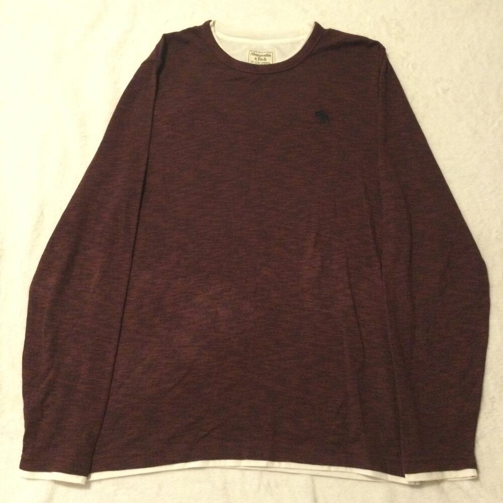 Abercrombie & Fitch Men's Maroon Logo Crew Pullover Shirt – Size Large